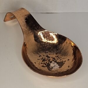 Hammered Copper Finish Spoon Rest High Arch Handle Kitchen Decor 10" READ